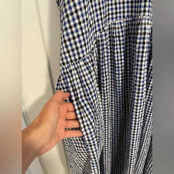 ET TIGRE Jayme Sleeveless Dress in gingham blue white and black - Picture 4 of 14